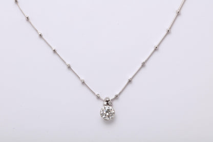 Round Diamond Solitaire Necklace GIA Certified 2.05ct 18k White Gold