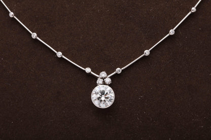 GIA Certified 2.05 Carat Round Diamond Solitaire 18k White Gold Necklace