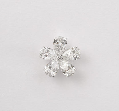 7.52 Carat Pear Diamond Flower Earrings in 18k White Gold