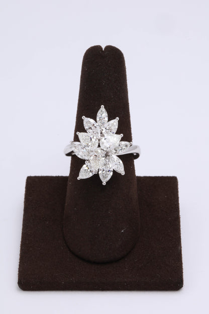 Exquisite 4.01 Carat Pear and Marquise Diamond Cluster Cocktail Ring