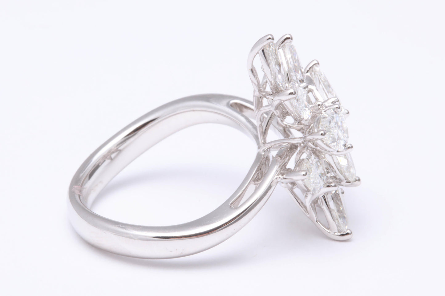 Exquisite 4.01 Carat Pear and Marquise Diamond Cluster Cocktail Ring