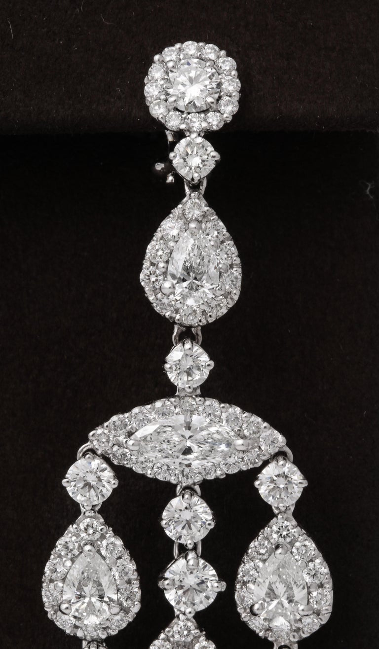 Magnificent 23 Carat Diamond Chandelier Earrings in 18k White Gold