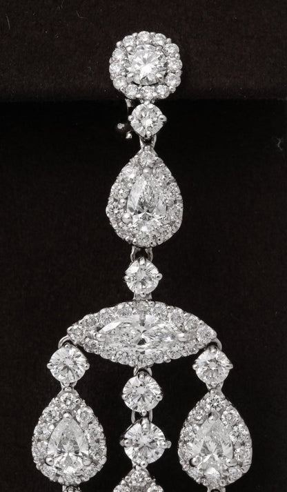 Magnificent 23 Carat Diamond Chandelier Earrings in 18k White Gold