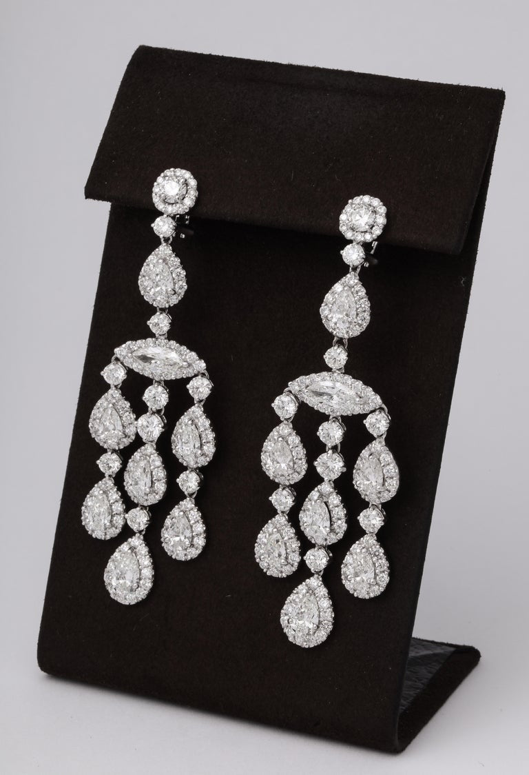 Magnificent 23 Carat Diamond Chandelier Earrings in 18k White Gold