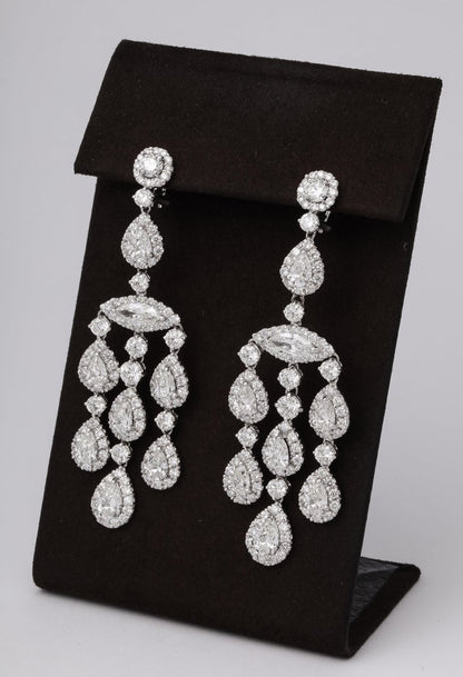 Magnificent 23 Carat Diamond Chandelier Earrings in 18k White Gold