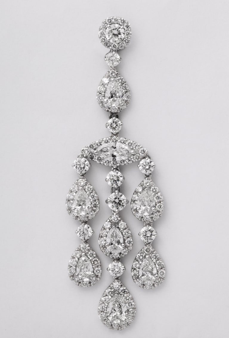 Magnificent 23 Carat Diamond Chandelier Earrings in 18k White Gold