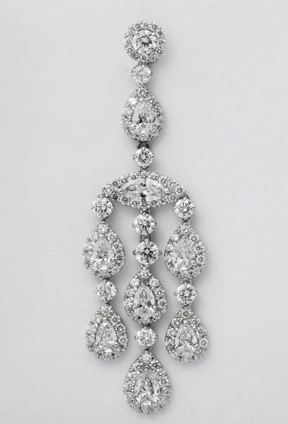 Magnificent 23 Carat Diamond Chandelier Earrings in 18k White Gold