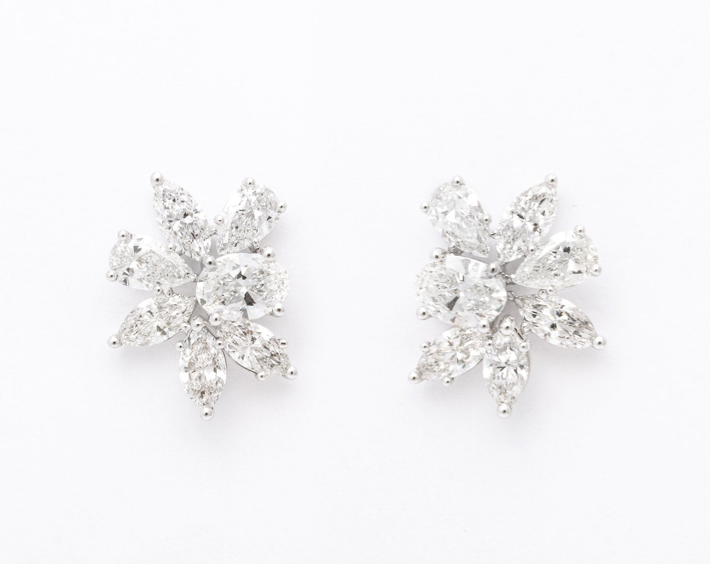 Diamond Scene 3.85ct Diamond Cluster 18k White Gold Stud Earrings