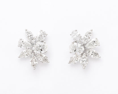 Diamond Scene 3.85ct Diamond Cluster 18k White Gold Stud Earrings