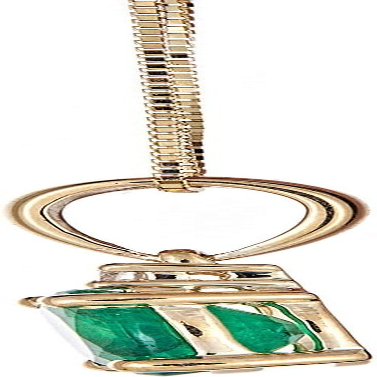 10K Yellow Gold Natural Emerald Diamond (SI1) Pendant for Women