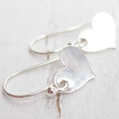 Classic Silver Color Delicate Heart Shape Stud Earrings for Women Bridal Anniversary Christmas Gifts Beach Party Jewelry
