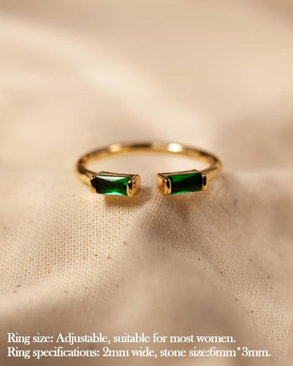 Gold Birthstone Rings for Women Non Tarnish 14K Gold Plated Stackable Rings Dainty CZ Adjustable Gemstone Emerald Green Stacking Open Thumb Ring Wedding Promise Rings Birthday Jewelry Gifts