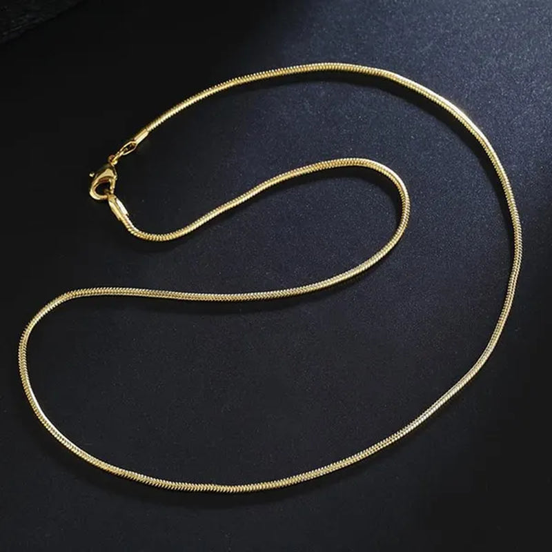 Fashion 925 Sterling Silver Italian Crafted 2MM Golden Snake Chain Necklace Minimalist DIY Chain Accessories