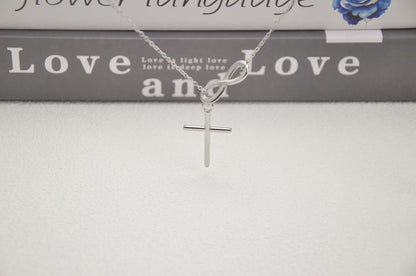 2 Pcs Cross Necklace for Women, Gold/Sterling Silver Plated Dainty Cross Pendant Necklace, Adjustable Chain, Trendy Gold Jewelry Gift for Women and Men
