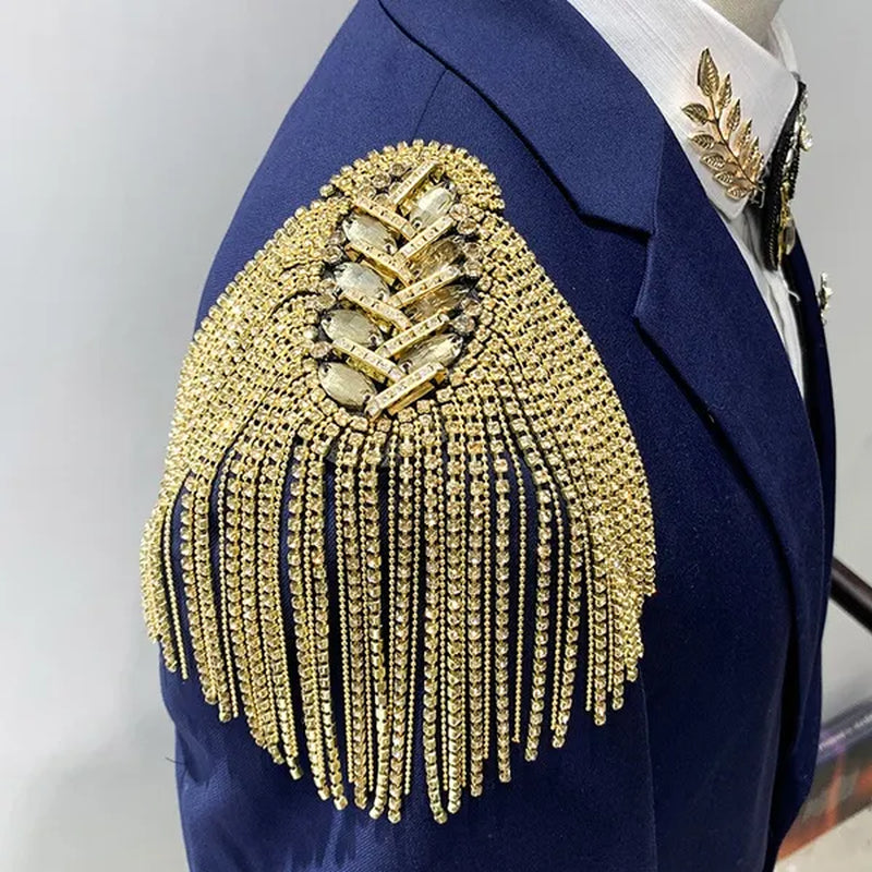 2 Color Handmade Shoulder Jewelry Tassel Rhinestones Epaulettes Clothing Accessories Brooch Epaulet Shoulder Brooches - WORLD TIME VISITS