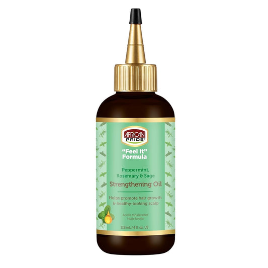 Feel-It Formula Strengthening Oil with Rosemary Oil, Peppermint Oil and Sage - Helps Promote Hair Growth, Nourishing Treatment for Split Ends and Dry Scalp for All Hair Types, 4 Fl Oz.