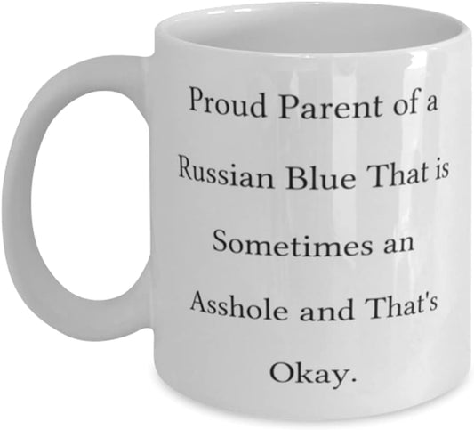 Funny Russian Blue Cat 11Oz 15Oz Mug, Proud Parent of a Russian Blue, for Friends, Present from Friends, Cup for Russian Blue Cat - WORLD TIME VISITS