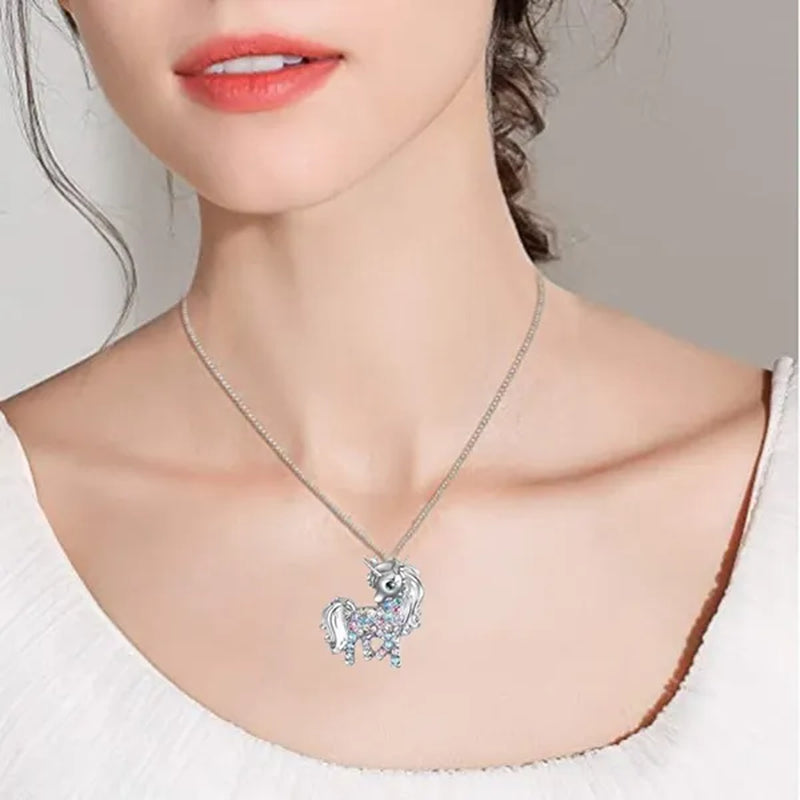 Exquisite Fashion Personality Women's Unicorn Jewelry Accessories  Necklace Zircon Necklace Couple Jewelry Accessories Lovely and Elegant Unicorn Animal Pendant Birthday Wedding Valentine's Day Anniversary Gift