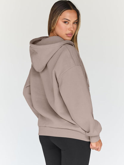 Womens Zip up Hoodies Oversized Sweatshirts Fall Fashion Outfits Casual Jackets 2025 Winter Clothes