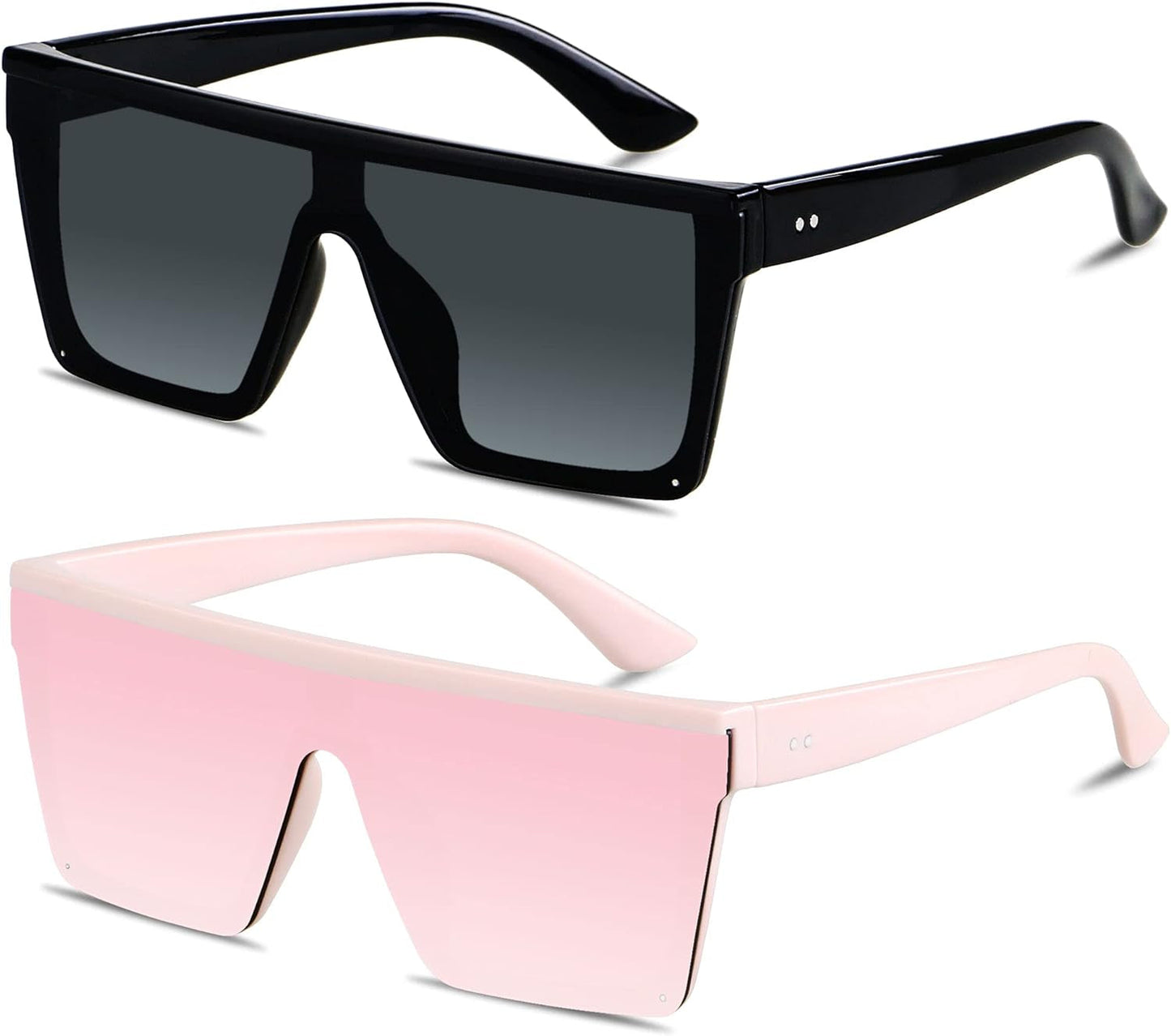 Square Oversized Sunglasses for Women Men Big Flat Top Fashion Shield Large UV Protection Rimless Shades