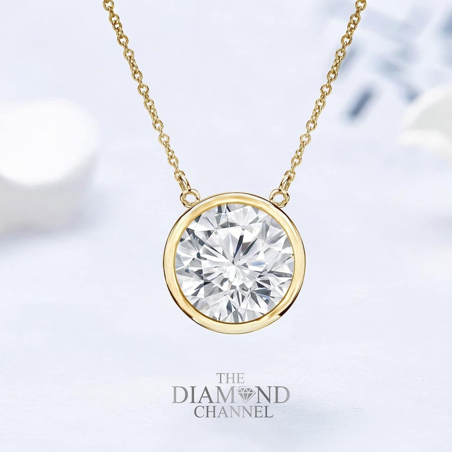 Certified NATURAL Diamond 14 Karat Solid Gold Bezel Set Diamond Necklace, Diamond Necklace for Women, 14 Karat Solid Gold Diamond Necklace