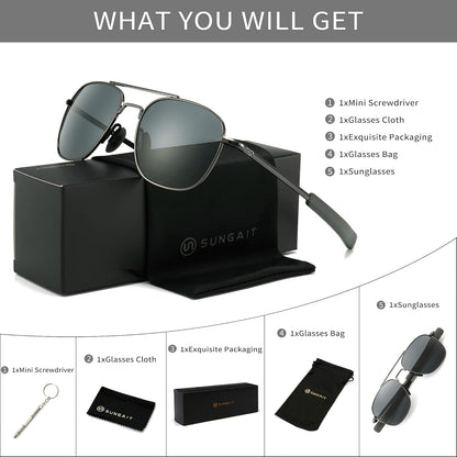 Men'S Military Style Polarized Pilot Aviator Sunglasses Bayonet Temples