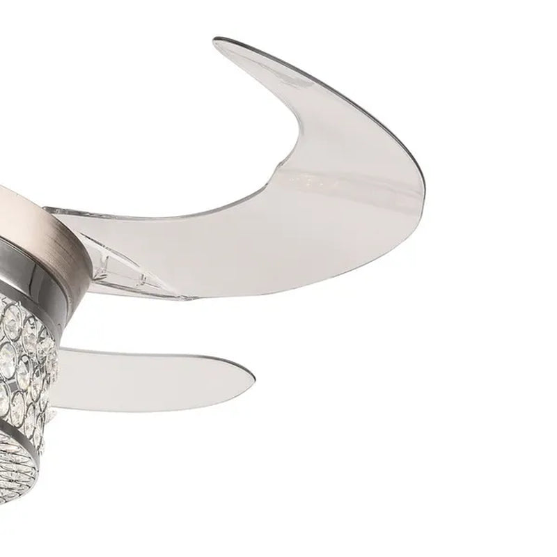 42'' Modern Invisible Telescopic Ceiling Fan Light LED Chandelier with Remote Control Silver