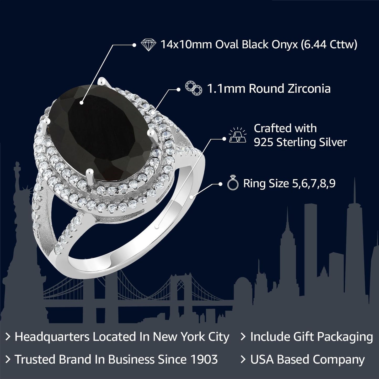 925 Sterling Silver 14X10MM Oval Gemstone Birthstone Ring for Women | Wedding Engagement Anniversary Promise Ring for Women | Available in Size 5, 6, 7, 8, 9