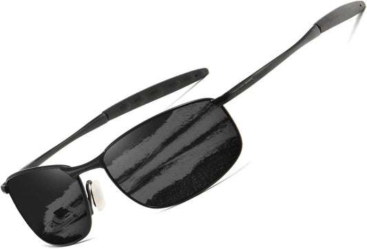 Polarized Sunglasses for Men Rectangle Metal Frame Retro Sun Glasses AE0395
