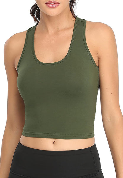 Sports Crop Tank Tops for Women Cropped Workout Tops Racerback Running Yoga Tanks Cotton Sleeveless Gym Shirts 3 Pack - WORLD TIME VISITS