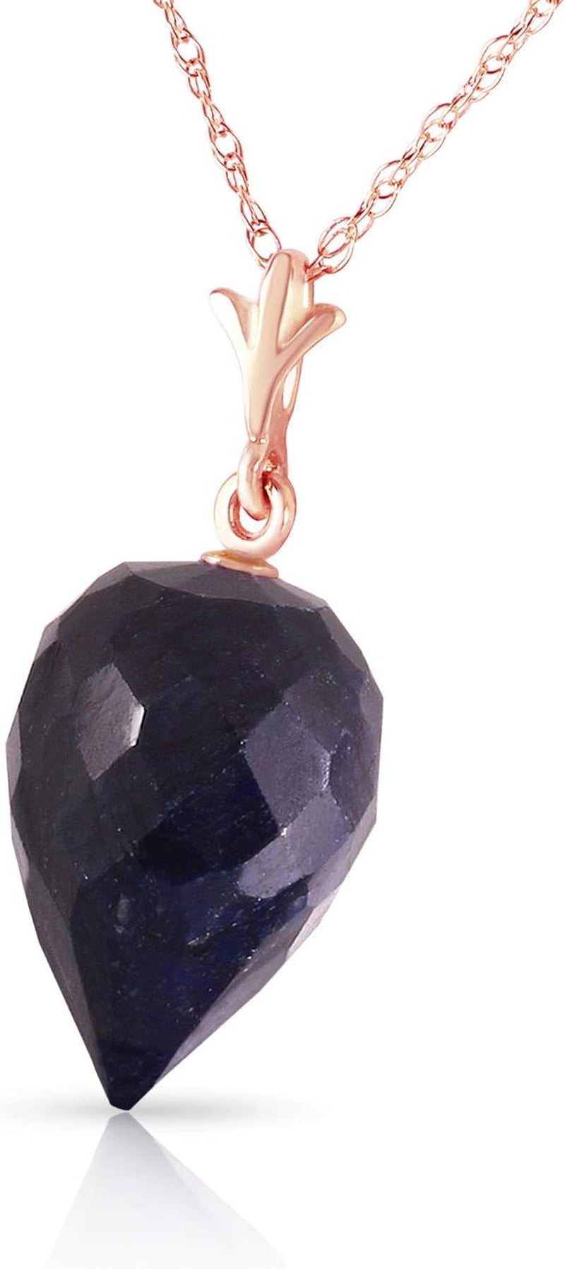 14K Gold Pointy Briolette Natural Sapphire Pendant Necklace