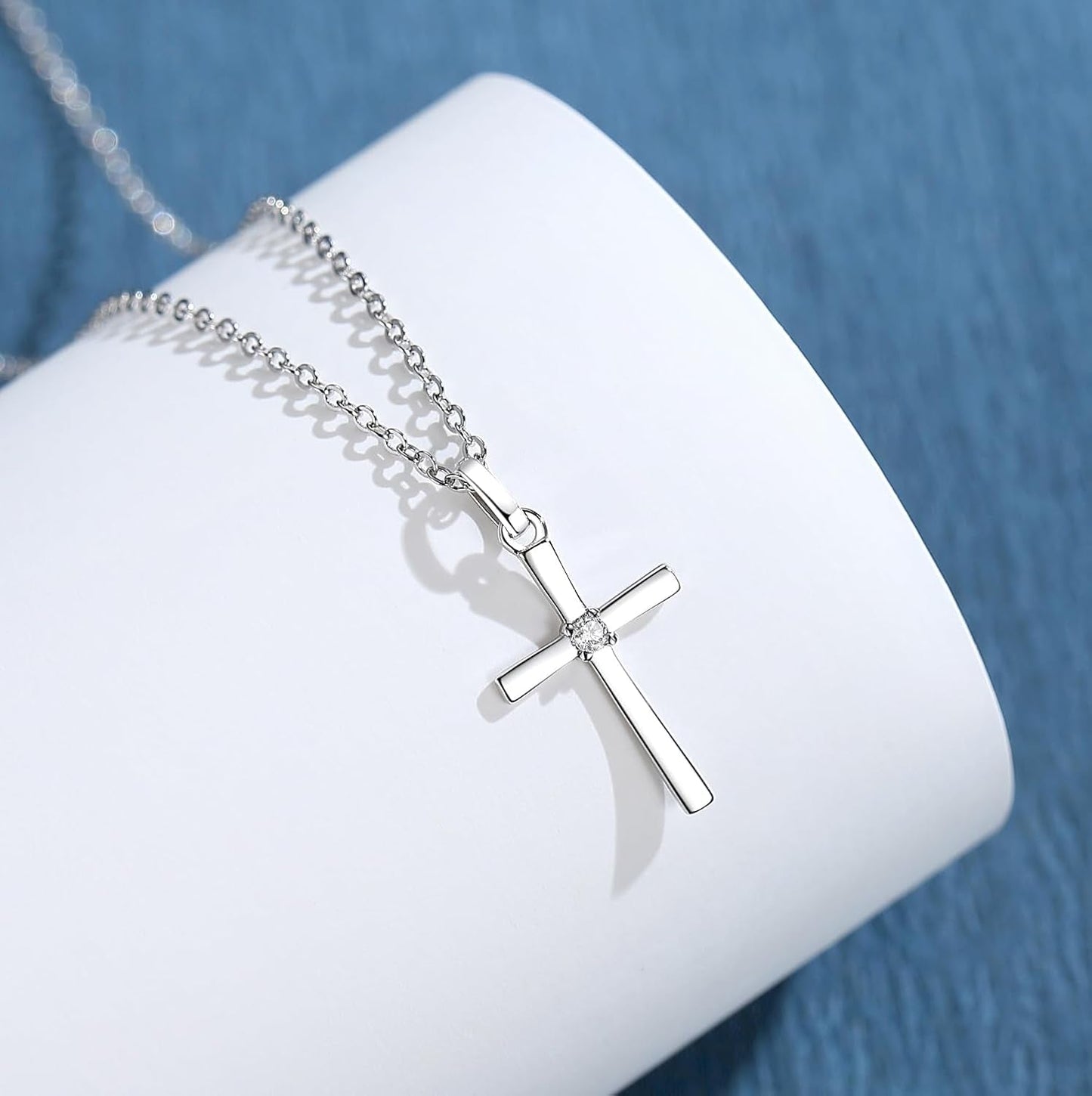 Women’S 925 Sterling Silver Cross Necklace, Small Cross Pendant Confirmation Necklace
