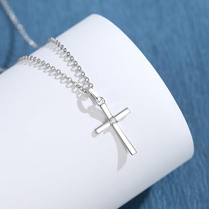 Women’S 925 Sterling Silver Cross Necklace, Small Cross Pendant Confirmation Necklace