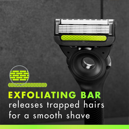 labs with Exfoliating Bar by  Razor for Men - 1 Handle, 4 Razor Blade Refills, Holiday Gifts for Men, Includes Premium Magnetic Stand