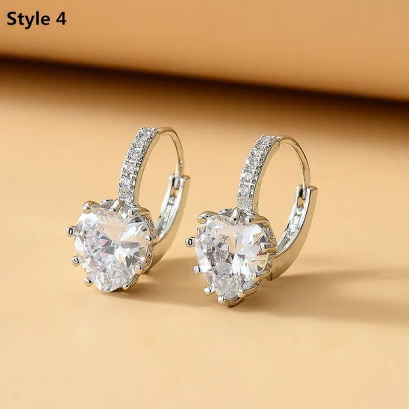 2022 New Exquisite FashionPurple Oval Crystal Earrings Charm Round Amethyst Diamond Hoop Earrings Romantic Valentine's Day Gift Engagement Earrings Wedding Earrings Anniversary Women's Jewelry