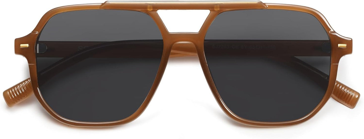 Retro Trendy Aviator Polarized Sunglasses Men Women Vintage 70S Square Stylish Frame Sun Glasses SJ2283
