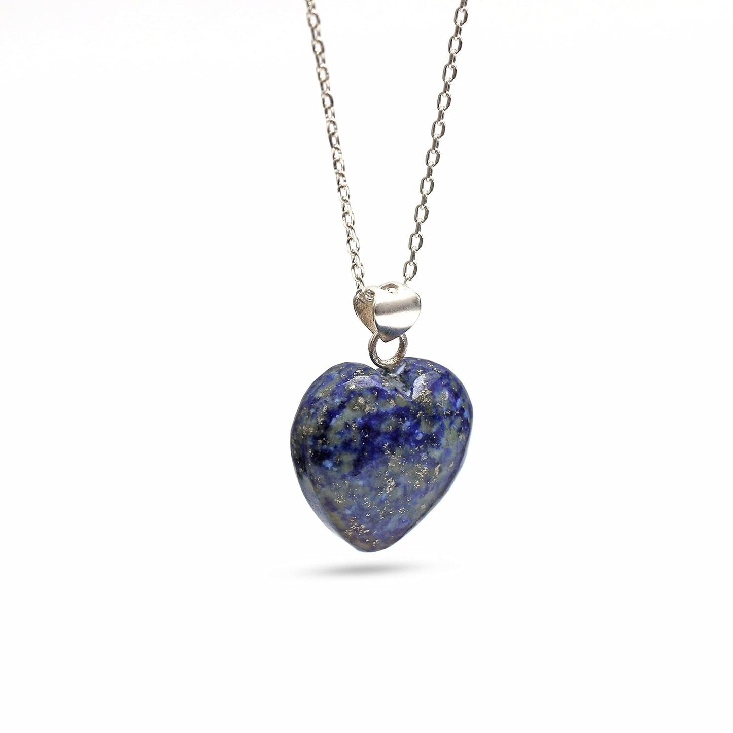 Lapis Lazuli Necklace, Heart Pendant Necklace, Blue Heart Necklace, September Birthstone Jewelry, Everyday Wear, 925 Silver 16+2 Inch Adjustable Chain, Gift for Her
