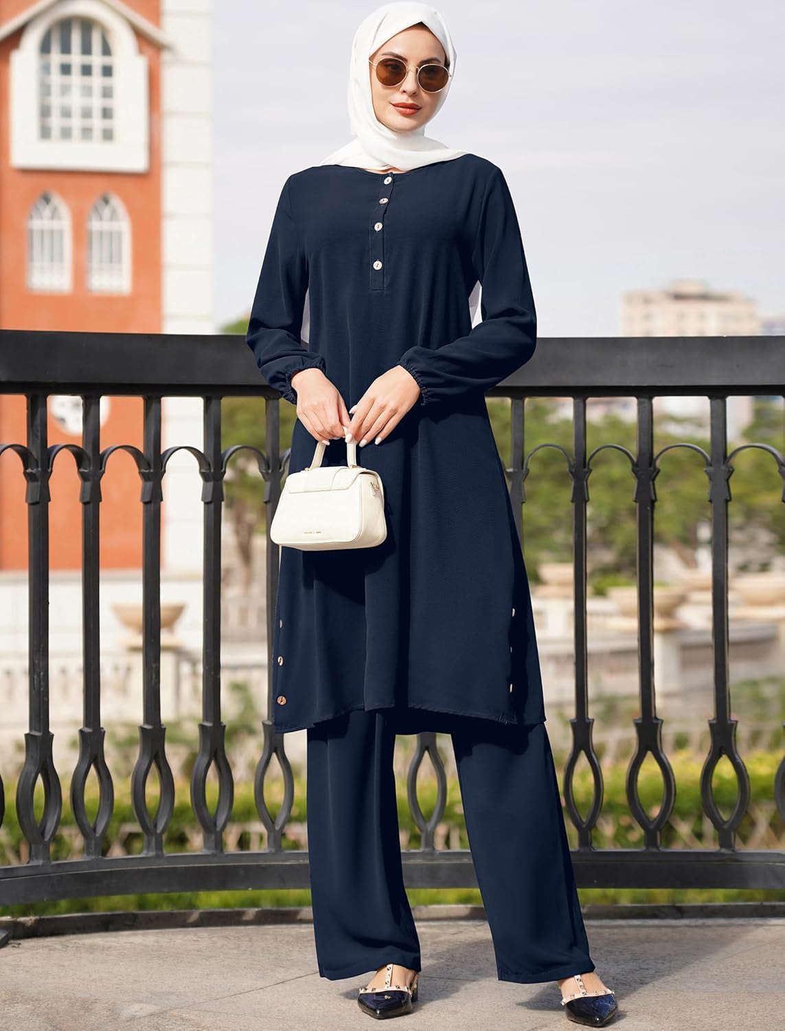 Muslim Clothes for Women Islamic Sets Top+Pants Outfits Abaya Modest Casual Dubai Robe Trousers