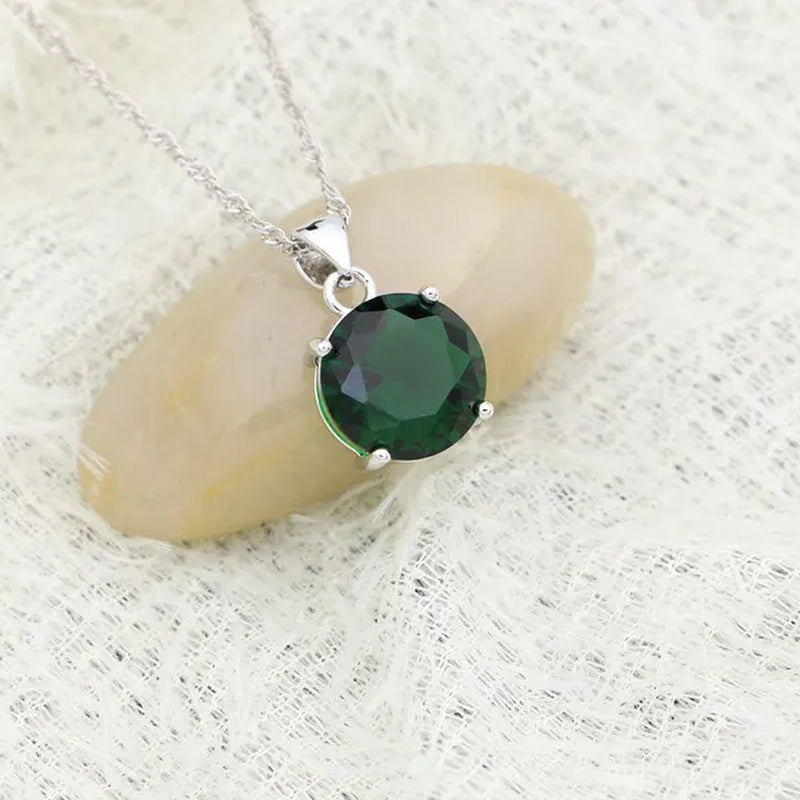 925 Sterling Silver Bridal Jewelry Sets Green Emerald Drop Earrings Ring Pendant Necklace Bracelet 4Pcs Birthday Gift for Women