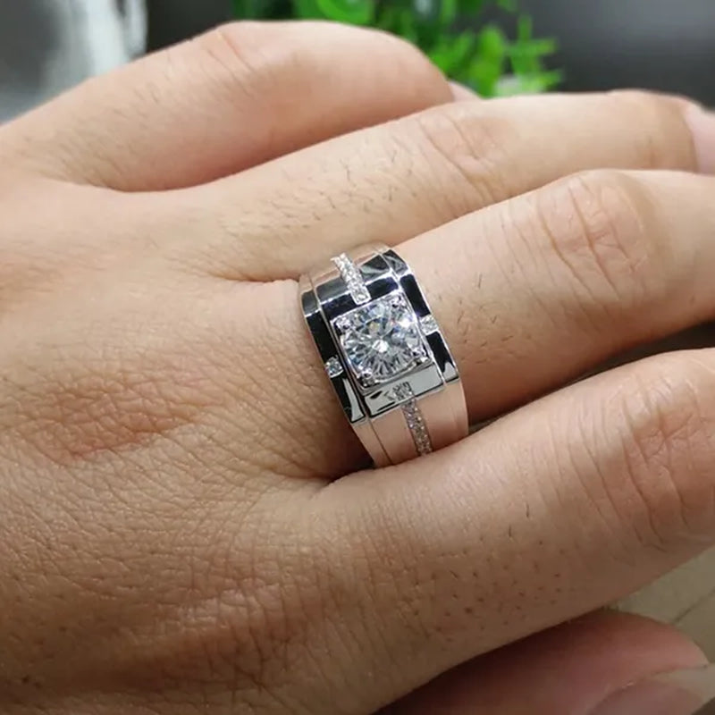 Business Men's Luxury White Sapphire Ring Wedding Engagement Rings Party Jewelry