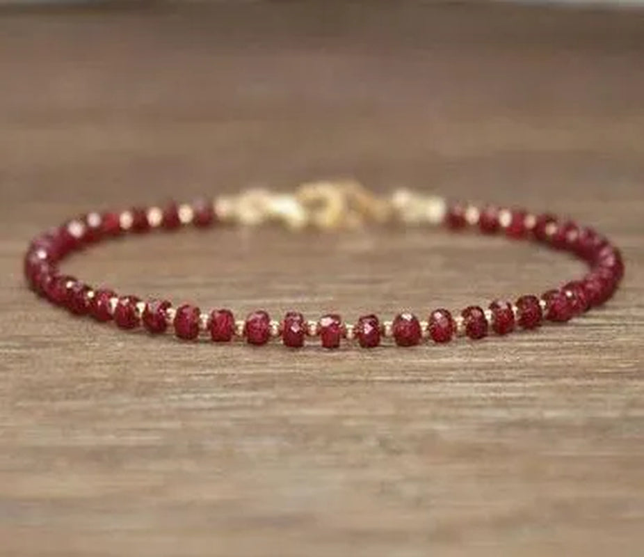Ruby Bracelet Gold Filled Rose Gold or Sterling Silver Beads Bracelet