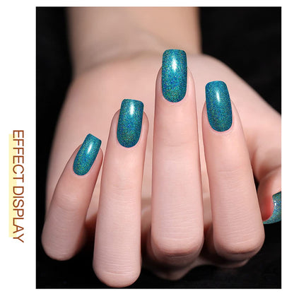 Holographic Gel Nail Polish Glitter: Led UV Gel Polish Sparkle Color Soak off Nail Art Gel DIY Design Manicure 1 PCS 8ML Green