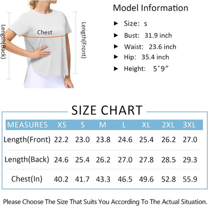 Women'S Workout T-Shirts Loose Fit Short Sleeve Cotton Running Basic Tee Tops with Split Hem