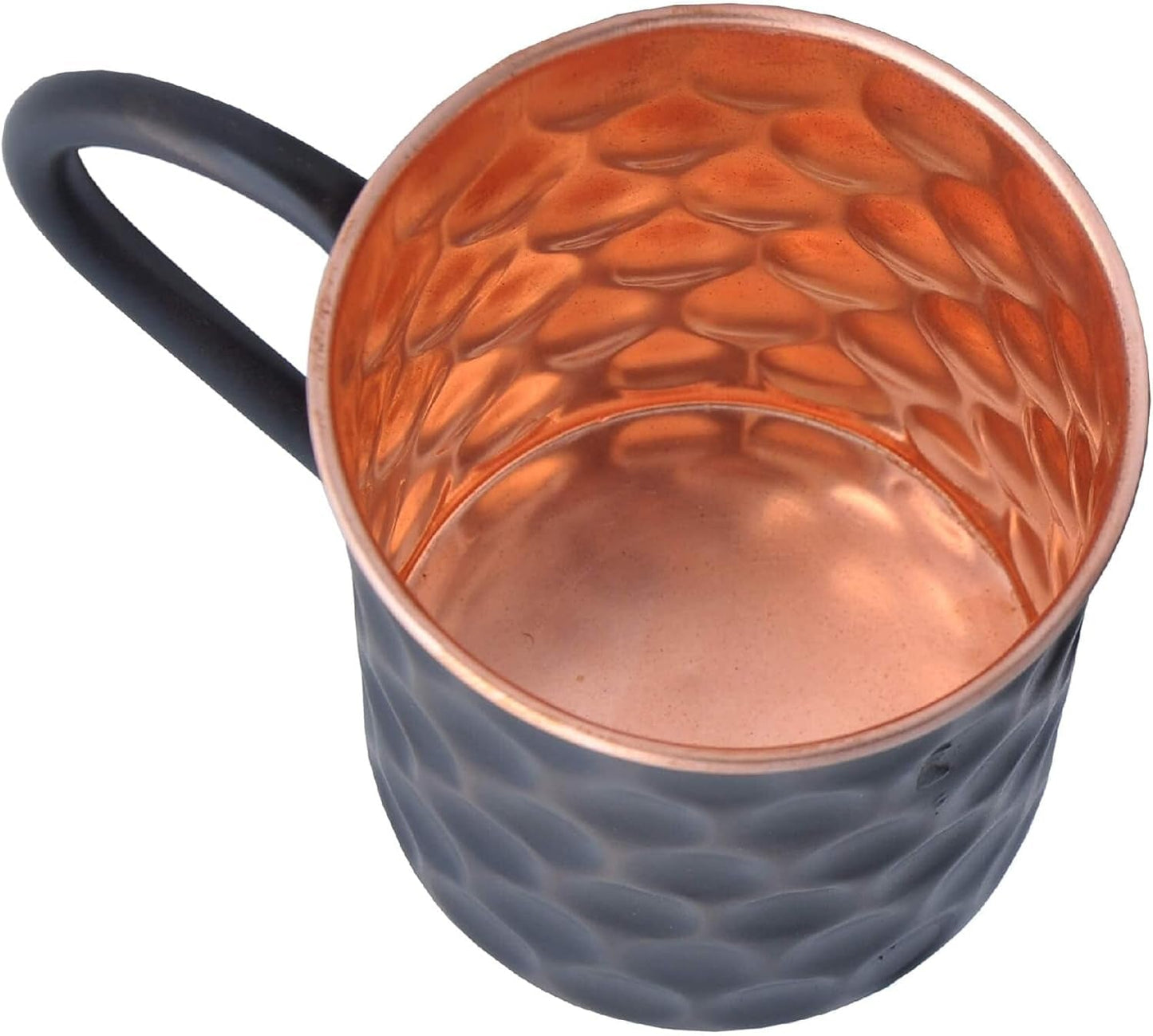 20 Oz Honeycomb Black Matte Moscow Mule Mugs Pure Copper Cups for Drinking Water Gifts for Him Her on Anniversary Genuine Copper Mugs for Moscow Mules Real Solid Tankard Mug Cup Set of 2
