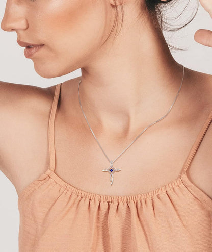 Celtic Knot Cross Necklace Sterling Silver Cubic Zirconia Loop Infinity Pendant Dancing Bristhstones Crucifix Jewelry
