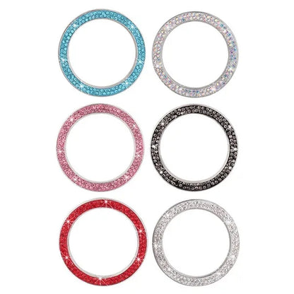 New Car One-Key Engine Start Stop Ignition Push Button Decorative Circle Ring Keyless Cover Trim Crystal Diamond Parts Decorate - WORLD TIME VISITS