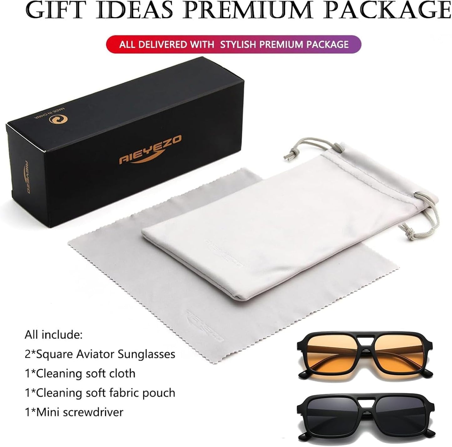 Retro Square Sunglasses for Women Men Trendy Rectangle Aviator Sun Glasses Vintage 70S Shades