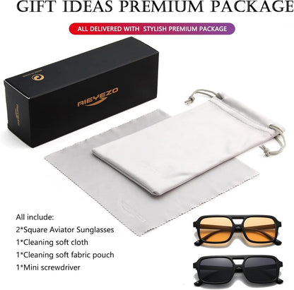 Retro Square Sunglasses for Women Men Trendy Rectangle Aviator Sun Glasses Vintage 70S Shades