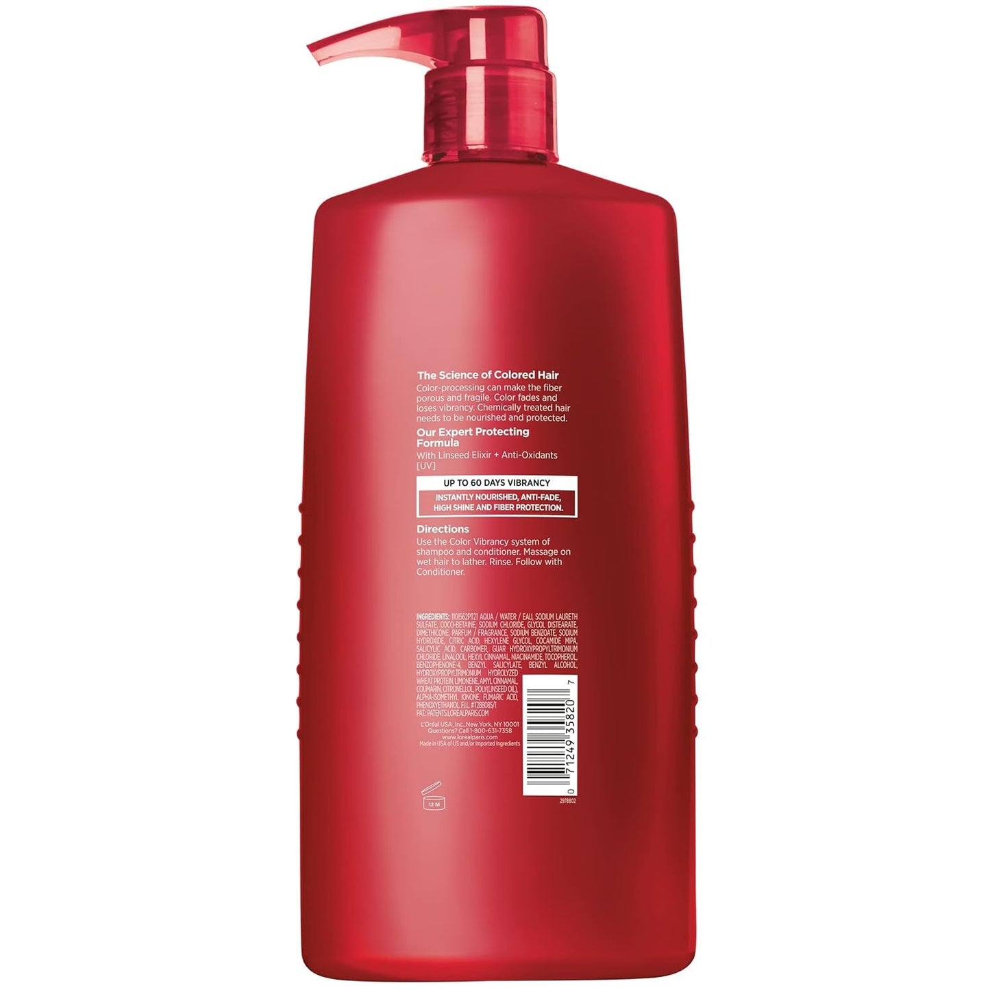 Elvive Color Vibrancy Protecting Shampoo, for Color Treated Hair, Shampoo with Linseed Elixir and Anti-Oxidants, for Anti-Fade, High Shine, and Color Protection, 28 Fl Oz