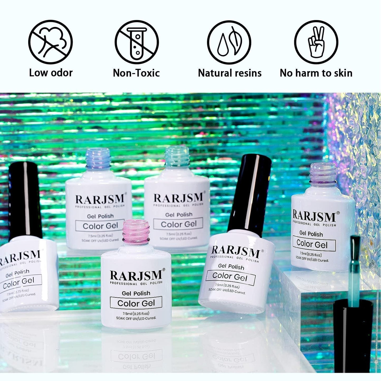 Pearl Gel Nail Polish Set Clear Shell Glitter Gel Polish 6 Colors Pearlescent Pink White Blue Purple Silver Gold Shimmer Mermaid Swirl Thread Effect LED UV Soak off Curing Requires Home Salon